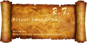 Ritzel Tonuzóba névjegykártya